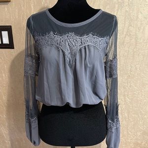 Charlotte Russe gray lace top. Last call